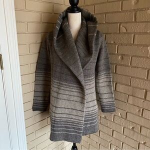 Vince Sophie Striped Blanket Cardigan Sweater Car Coat Wool Cashmere Yak Alpaca